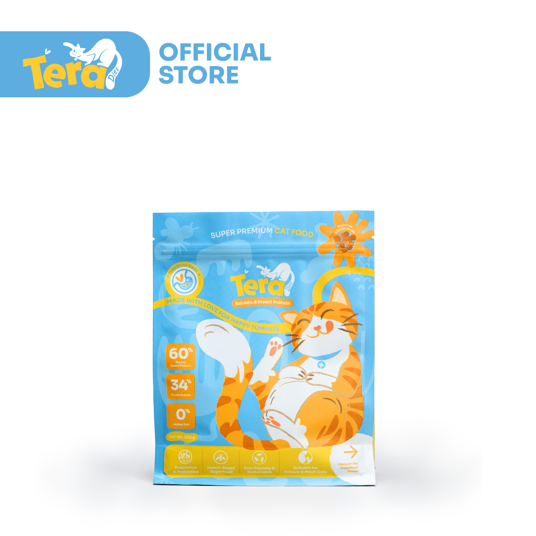 Tera Diet Premium Cat Food 300g bag - halal insect-based dry cat food with Black Soldier Fly larvae